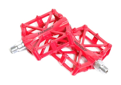 Педали HORST H32, 00-170835, алюм. широкие литые, с шипами. 92*95*15мм, 388 г, красные