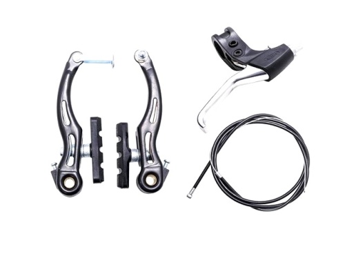 Тормоза v-brake (компл. перед+зад+полуалюм ручки+тросы) черный