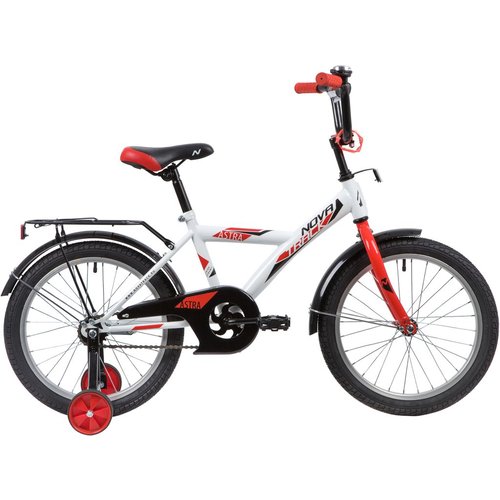 Велосипед NOVATRACK 14" ASTRA белый, тормоз нож, крылья, багажник, полная защ.цепи