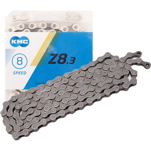 Цепь 5-303701 Z-8.3 1/2"х3/32" 114зв. 7,3мм Silver/Greyс замком 6-8скор. в пластик. коробке серебрист.-серая KMC