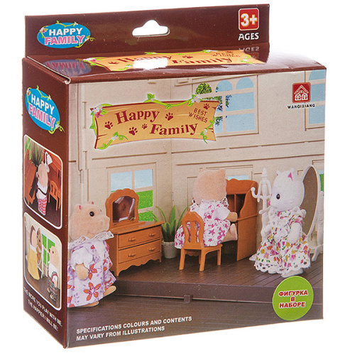 Игровой набор Happy Family с фигуркой зверюшки, комната