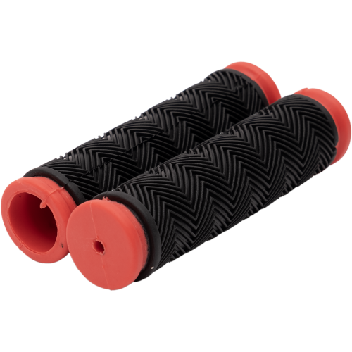 Грипсы (ручки) резиновые чёрные с красной окантовкой (модель: 107Е)