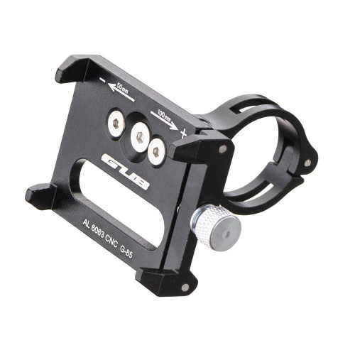 Держатель для смартфона 09-300180 алюминиевый фрезерованный на руль/вынос 20-31,8мм, облегченный, регулировки ширины 50-100мм, G-85 черный GUB