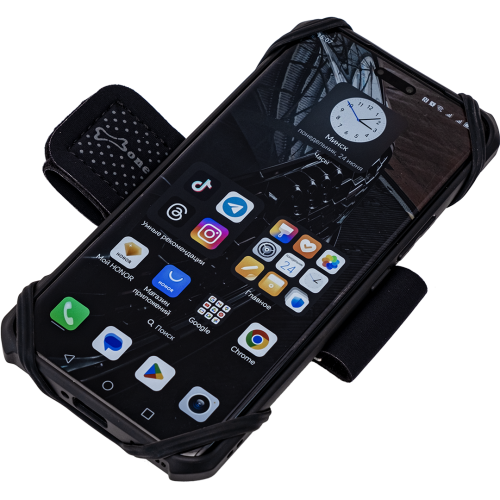 Держатель для смартфона 07-185020 силикон. НА РУКУ (размер L) универс.4.0'-6.5' RUN TIE черный BONE