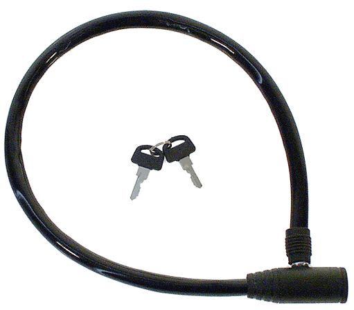 Замок тросовый с ключом 8х600мм, цвета в ассорт. 5-230080