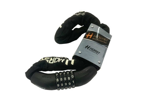 Замок цепной кодовый 8х900мм HORST 5-ти разр. черный, 09-100249 