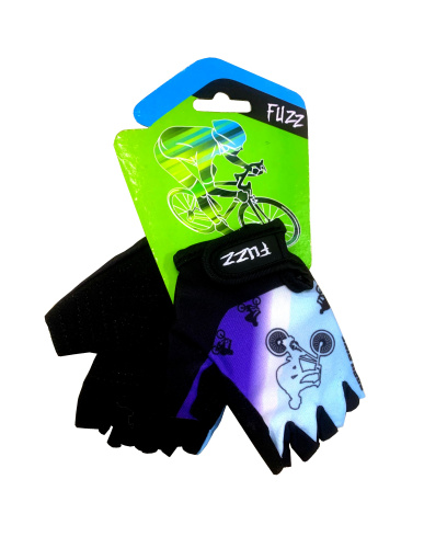 Перчатки 08-202043 детские лайкра BIKE бело-голубые, р-р 8/L (для 6-8 лет), GRIP GEL, на липучке FUZ