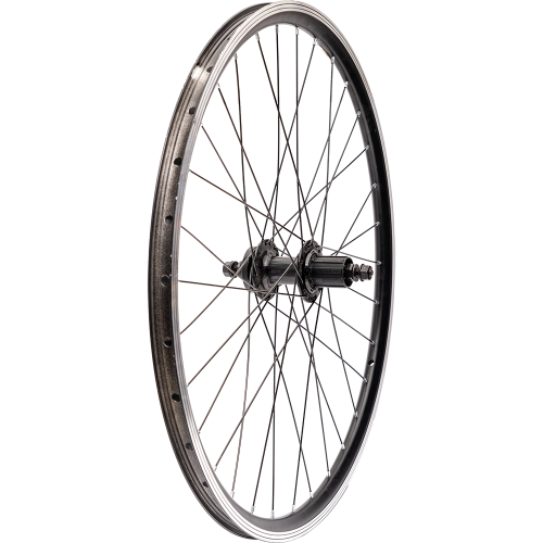 Колесо 26" заднее, двойной алю. обод, алю. втулка, промподш., гайки, D-brake, под кассету
