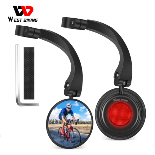 Велосипедное зеркало с отражателем на руль, ф80мм, поворот на 360", с регулировкой зеркальной поверхности, West Biking арт. 0720034