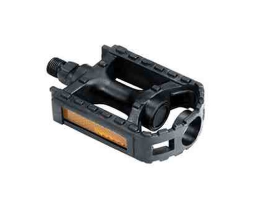 Педали пласт. широкие, с отражат. черные