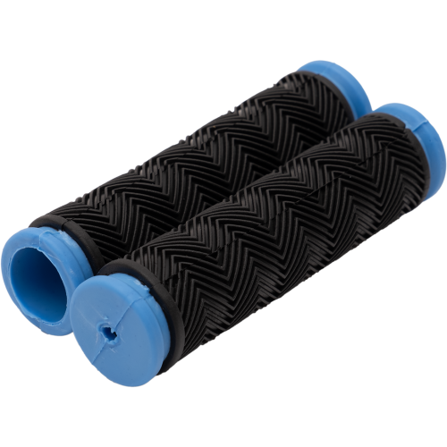 Грипсы (ручки) резиновые чёрные с синей окантовкой (модель: 107Е)