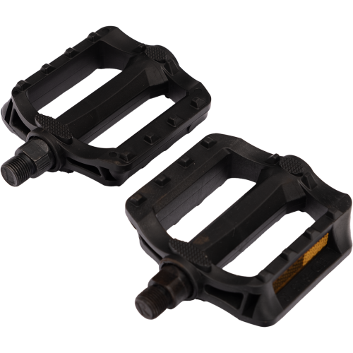 Педали YW-JD-745 пластик широкие, с отражателем,черные,  метрическая резьба