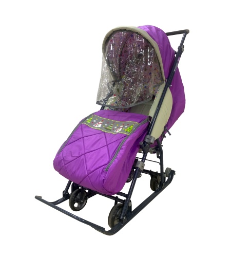 Санки-коляска Ника Наши детки НДТ3/3, Лавандовый, снеговики