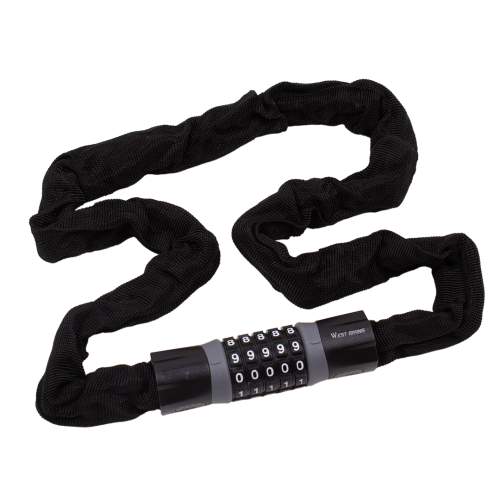 Противоугонный велосипедный цепной замок West Biking 1200 мм, кодовый 5-значный, сталь