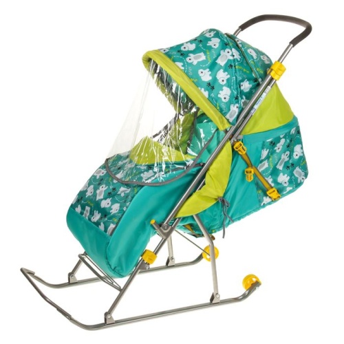 Санки-коляска "Умка 3-1", арт. У3-1/1 медвежата на изумрудном, Nika