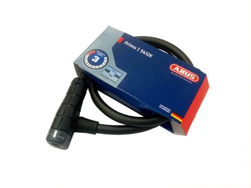 Замок тросовый с ключом 12х850мм ABUS Primo 5412K, класс защиты 3/15, 320гр, черный, 05-0016510