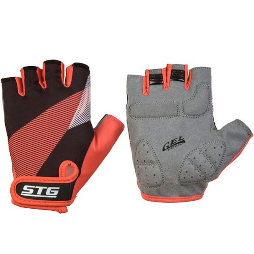 Перчатки STG летние с защитной прокладкой,застежка на липучке,размер ХЛ,черн/красный