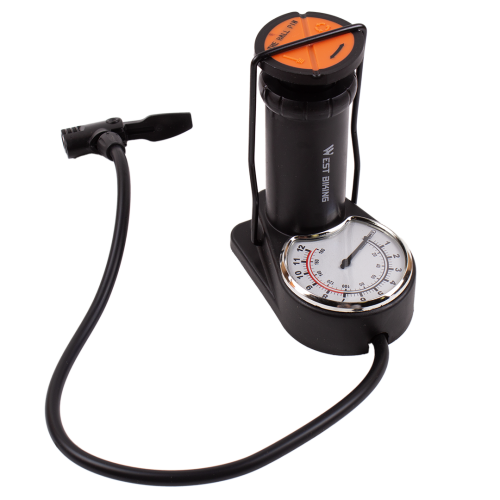 Напольный ножной велонасос West Biking с манометром, пластик, 8 Bar