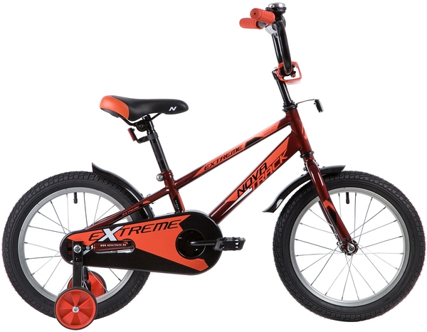 Велосипед NOVATRACK 16", EXTREME, коричневый, полная защита цепи,  тормоз нож, короткие крылья, нет