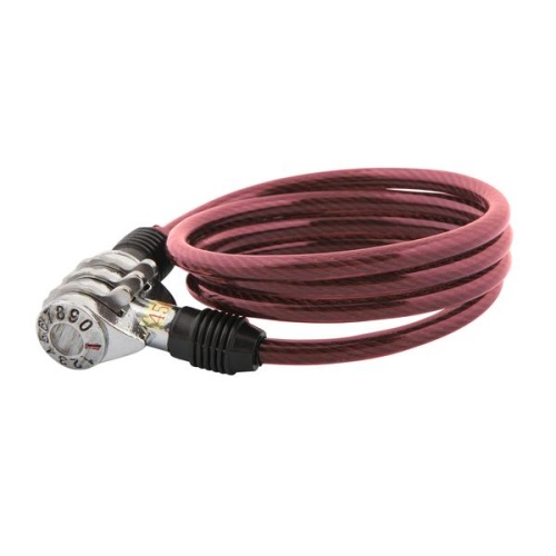 Замок кодовый, тросовый, 6х1000мм, красный, Х82788