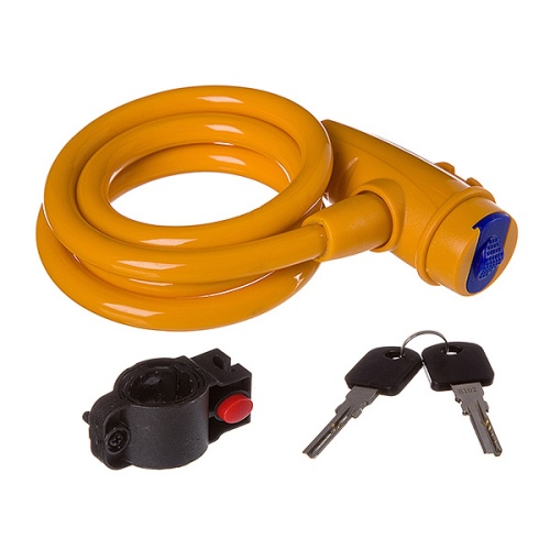 Замок с ключом STG TY596, тросовый, 10х1000мм, оранжевый, Х87808