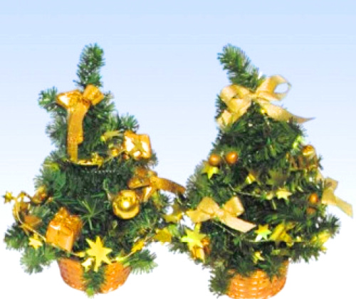 Новогодняя елка с бантами, украшенная, 20 см