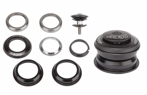 Рулевой набор 6-190372 H125 1-1/8×44/50×30 полуинтегрированный березьбовой, картридж подш, чашки алюмин, черный NECO