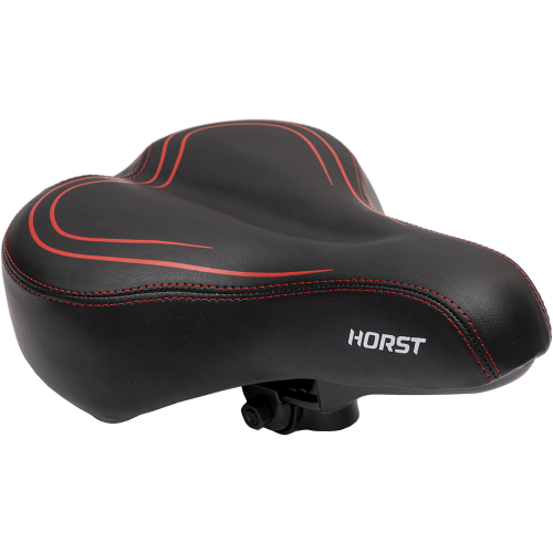 Седло 09-200815 суперкомфортное, с замком  270х195мм, широкое с эластомерами, 670гр, черно-красное H