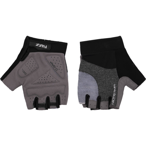 Перчатки 08-202306 лайкра RACING TEAM серо-черные, р-р XXL, D-GRIP GEL. с петельками, на липучке FUZZ