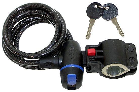 Замок тросовый с ключом 8х1500мм M-WAVE с защит. колпачком, с крепл., полупрозр., 5-233830