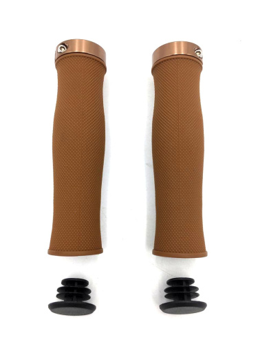 Ручки 00-170555 на руль H217 OneSideLock 130мм резинов. c 1 фикс. эргоном. коричневые