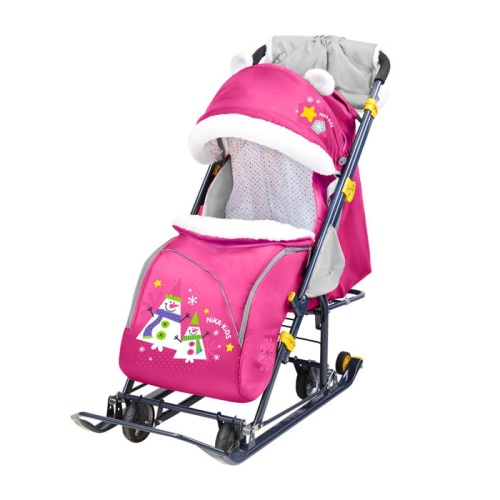 Санки-коляска Ника Детям НД 7-6/9, розовый со снеговиком