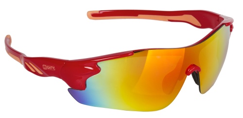 Очки MIGHTY RAYON ONE солнцезащ. зерк.+чехол+прозр./оранж./ желт. линзы ирид. красная оправ