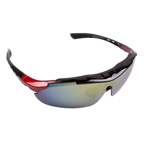 Велосипедные очки солнезащ. со сменными линзами+чехол, цвет: черно - красный, West biking