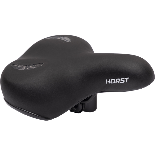 Седло 09-200823 комфортное GEL с замком 250х200мм широкое с эластомерами, 697гр, черное HORST