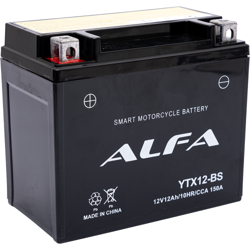 Аккумуляторная батарея марки ALFA YTX12-BS 12Ah (150A 150*86*134)
