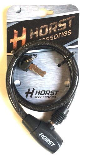 Замок 09-100051 вело 10х650мм автом. на ключе черный HORST