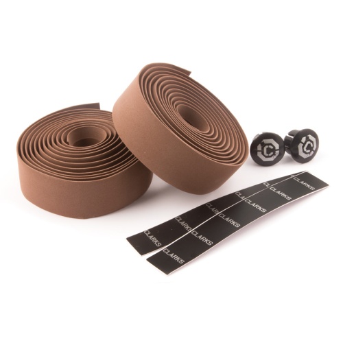 Лента на руль 3-166 CHBT корковая+крепеж+заглушки на руль коричневая CLARKS