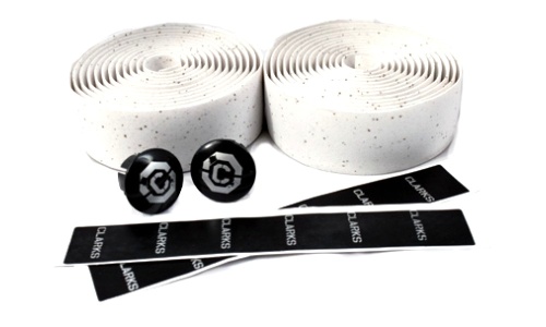 Лента на руль 3-122 CHBT корковая+крепеж+заглушки на руль белая CLARKS