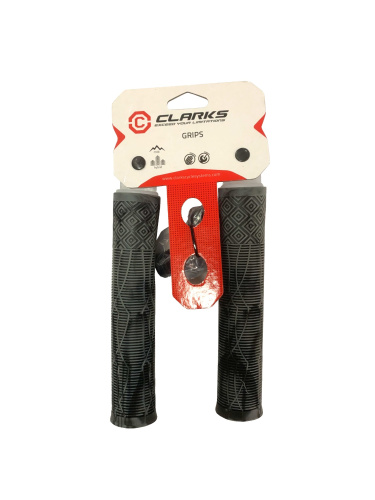 Ручки .С132 на руль 3-485 резиновые 168мм, пластик. заглушки камуфляж черно-серый CLARKS