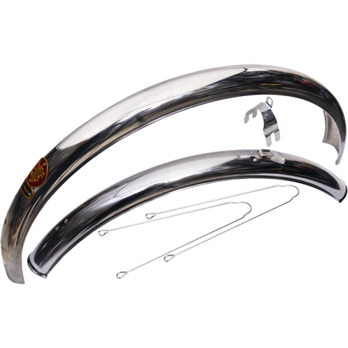 Щитки Deepak 28, сталь, хром, с усами,  (упак=25компл.), цена за 1комл. - 13,99р., от упак=12,59р