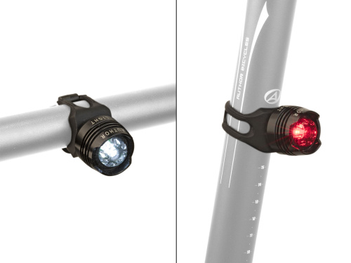 Фонарики 8-12040130 SPARK AL 5 люмен, перед. 1д/3ф+зад.1д/3ф с батар. черн.алюмин. корпус (20)AUTHOR