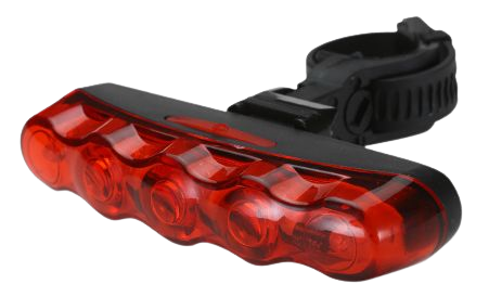 Фонарь задний JING YI JY-358A, 5 диодов, 3 режима, AAA*2 шт (в комплекте), черный, 25,4-31,8 мм