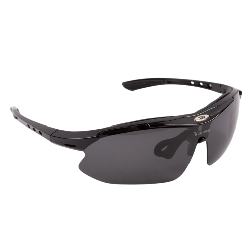 Велосипедные очки солнезащ. со сменными линзами+чехол, цвет: черно - серый, West biking