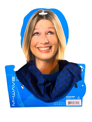 Бандана 5-715134 дыш. полиэстер с микрофиброй 24х48см б/шов. BLUE/BLACK SQUARED сине-черные квадр. M-WAVE