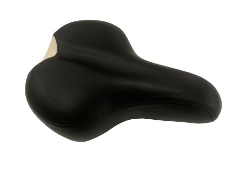 Седло 09-200845 комфортное с замком  255x185мм мягкое, пружины закрытого типа, 650гр черно-белое HOR