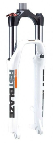 Вилка аморт. 1-0200 27.5"х28,6 пруж.-эласт. рег. мех. блок. 100мм D белая RST BLAZE ML