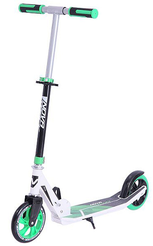 Самокат для детей NOVATRACK POLIS сталь+пластик, складной, ватер стикер, колеса PU 160*160мм, зелены