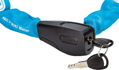 Замок 05-0090282 вело цепь на ключе 6806K/85см AQUA CATENA 6мм, класс защиты 6/15 голубой ABUS