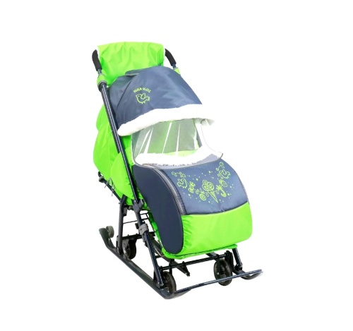 Санки-коляска Ника НД7-1/1, зеленый узором